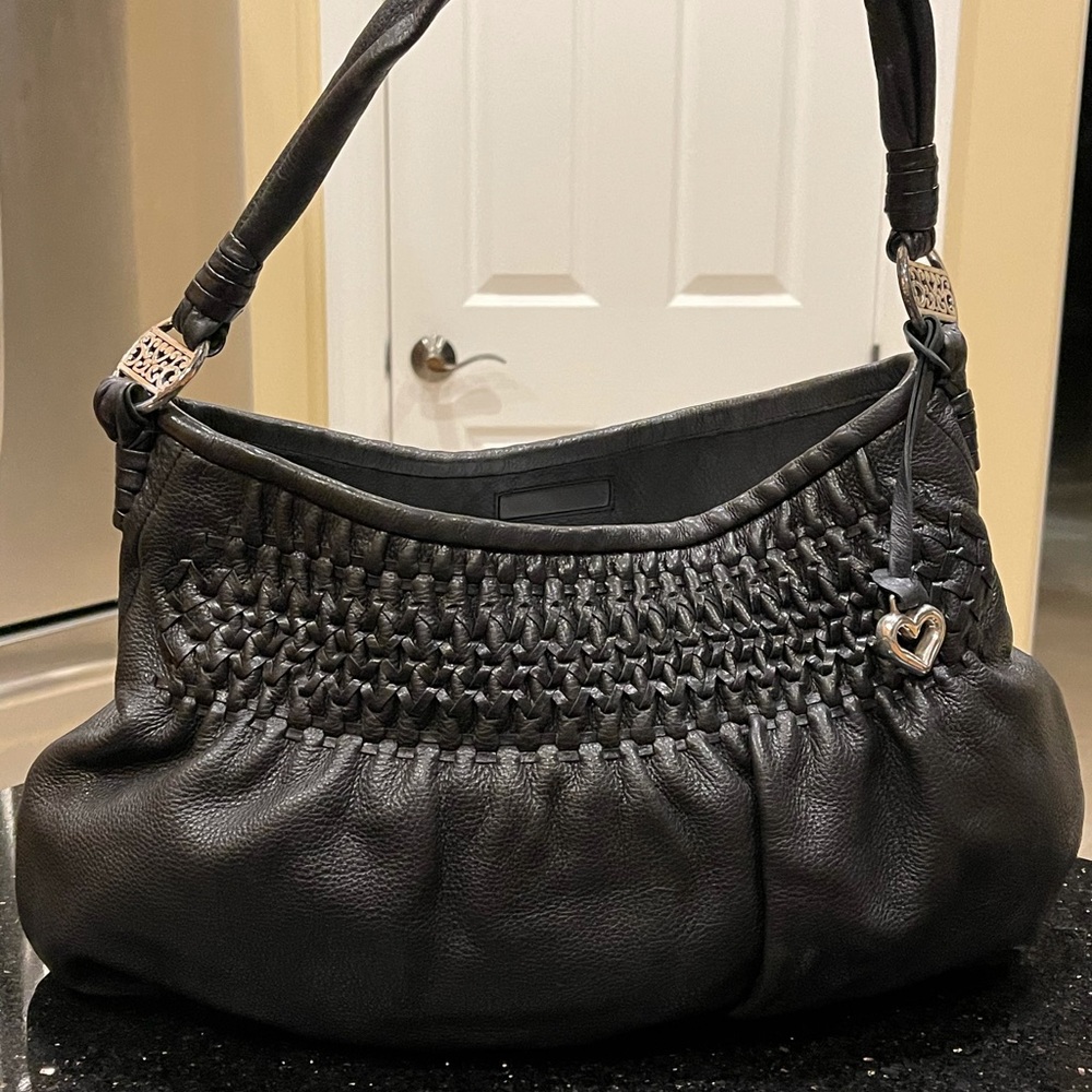 BRIGHTON Black Leather PIA Shoulder Bag - Picture 2 of 12